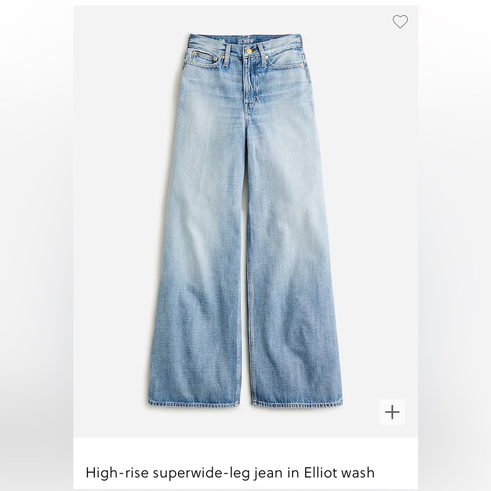 J.Crew High rise super wide leg jean in Elliot wash, size 32, NWT